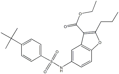 ethyl 5-{[(4-tert-butylphenyl)sulfonyl]amino}-2-propyl-1-benzofuran-3-carboxylate Struktur