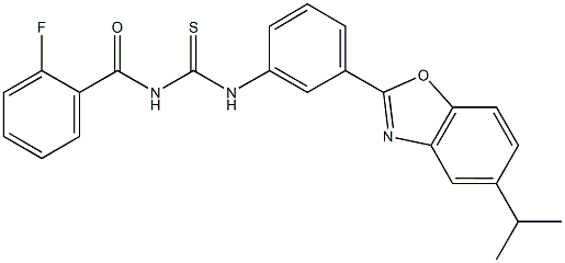 N-(2-fluorobenzoyl)-N'-[3-(5-isopropyl-1,3-benzoxazol-2-yl)phenyl]thiourea Struktur