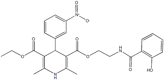 3-ethyl 5-{2-[(2-hydroxybenzoyl)amino]ethyl} 4-{3-nitrophenyl}-2,6-dimethyl-1,4-dihydro-3,5-pyridinedicarboxylate Struktur