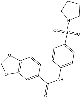 N-[4-(1-pyrrolidinylsulfonyl)phenyl]-1,3-benzodioxole-5-carboxamide Struktur