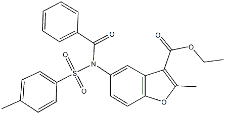 ethyl 5-{benzoyl[(4-methylphenyl)sulfonyl]amino}-2-methyl-1-benzofuran-3-carboxylate Struktur