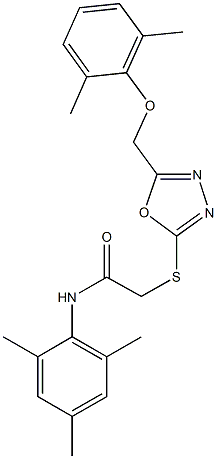 2-({5-[(2,6-dimethylphenoxy)methyl]-1,3,4-oxadiazol-2-yl}sulfanyl)-N-mesitylacetamide Struktur