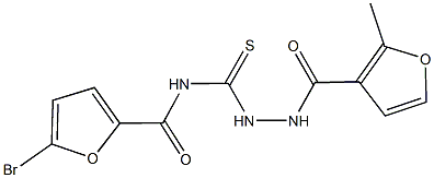 5-bromo-N-{[2-(2-methyl-3-furoyl)hydrazino]carbothioyl}-2-furamide Struktur