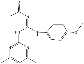 N''-acetyl-N-(4,6-dimethyl-2-pyrimidinyl)-N'-(4-methoxyphenyl)guanidine Struktur