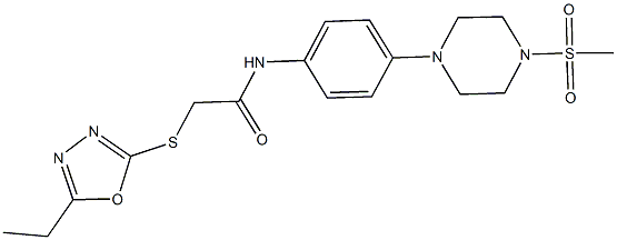 2-[(5-ethyl-1,3,4-oxadiazol-2-yl)sulfanyl]-N-{4-[4-(methylsulfonyl)-1-piperazinyl]phenyl}acetamide Struktur