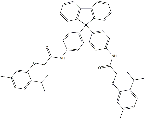 2-(2-isopropyl-5-methylphenoxy)-N-{4-[9-(4-{[(2-isopropyl-5-methylphenoxy)acetyl]amino}phenyl)-9H-fluoren-9-yl]phenyl}acetamide Struktur