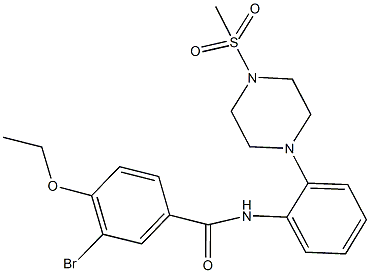 3-bromo-4-ethoxy-N-{2-[4-(methylsulfonyl)-1-piperazinyl]phenyl}benzamide Struktur