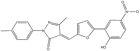 4-[(5-{2-hydroxy-5-nitrophenyl}-2-furyl)methylene]-5-methyl-2-(4-methylphenyl)-2,4-dihydro-3H-pyrazol-3-one Struktur