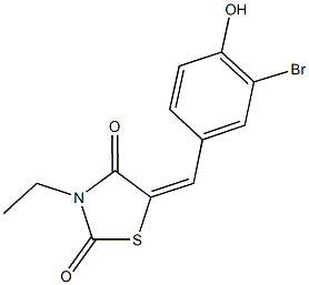 5-(3-bromo-4-hydroxybenzylidene)-3-ethyl-1,3-thiazolidine-2,4-dione Struktur