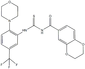 N-(2,3-dihydro-1,4-benzodioxin-6-ylcarbonyl)-N'-[2-(4-morpholinyl)-5-(trifluoromethyl)phenyl]thiourea Struktur