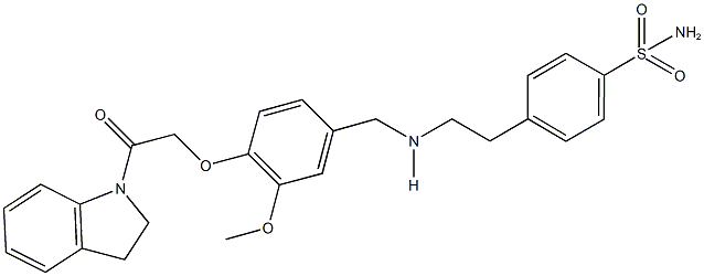 4-[2-({4-[2-(2,3-dihydro-1H-indol-1-yl)-2-oxoethoxy]-3-methoxybenzyl}amino)ethyl]benzenesulfonamide Struktur