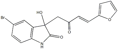 5-bromo-3-[4-(2-furyl)-2-oxo-3-butenyl]-3-hydroxy-1,3-dihydro-2H-indol-2-one Struktur