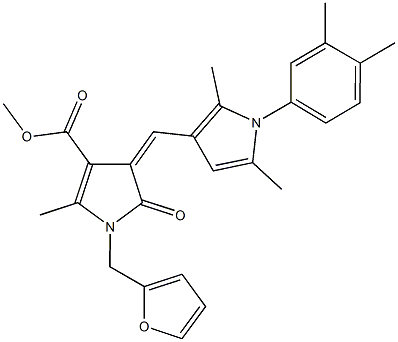 methyl 4-{[1-(3,4-dimethylphenyl)-2,5-dimethyl-1H-pyrrol-3-yl]methylene}-1-(2-furylmethyl)-2-methyl-5-oxo-4,5-dihydro-1H-pyrrole-3-carboxylate Struktur