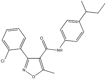 N-(4-sec-butylphenyl)-3-(2-chlorophenyl)-5-methyl-4-isoxazolecarboxamide Struktur