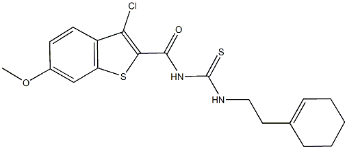 N-[(3-chloro-6-methoxy-1-benzothien-2-yl)carbonyl]-N'-[2-(1-cyclohexen-1-yl)ethyl]thiourea Struktur