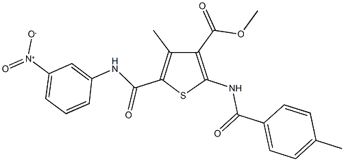 methyl 5-[({3-nitrophenyl}amino)carbonyl]-4-methyl-2-{[(4-methylphenyl)carbonyl]amino}thiophene-3-carboxylate Struktur