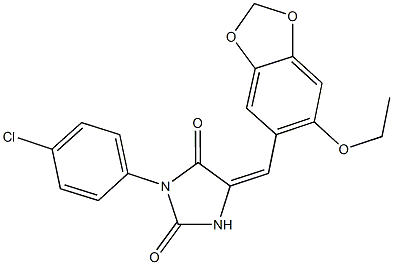 3-(4-chlorophenyl)-5-[(6-ethoxy-1,3-benzodioxol-5-yl)methylene]-2,4-imidazolidinedione Struktur