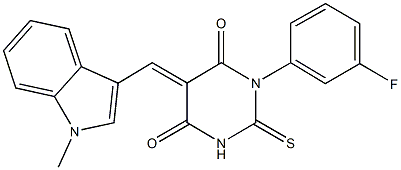 1-(3-fluorophenyl)-5-[(1-methyl-1H-indol-3-yl)methylene]-2-thioxodihydropyrimidine-4,6(1H,5H)-dione Struktur