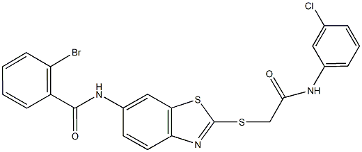 2-bromo-N-(2-{[2-(3-chloroanilino)-2-oxoethyl]sulfanyl}-1,3-benzothiazol-6-yl)benzamide Struktur