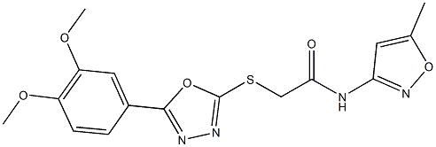 2-{[5-(3,4-dimethoxyphenyl)-1,3,4-oxadiazol-2-yl]sulfanyl}-N-(5-methyl-3-isoxazolyl)acetamide Struktur