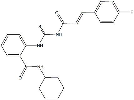 N-cyclohexyl-2-[({[3-(4-fluorophenyl)acryloyl]amino}carbothioyl)amino]benzamide Struktur