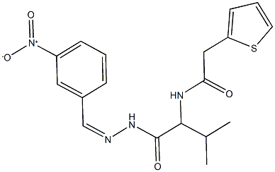 N-(2-methyl-1-{[2-(3-nitrobenzylidene)hydrazino]carbonyl}propyl)-2-thien-2-ylacetamide Struktur