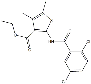 ethyl 2-[(2,5-dichlorobenzoyl)amino]-4,5-dimethyl-3-thiophenecarboxylate Struktur