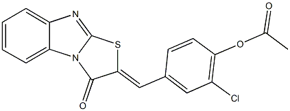 2-chloro-4-[(3-oxo[1,3]thiazolo[3,2-a]benzimidazol-2(3H)-ylidene)methyl]phenyl acetate Struktur