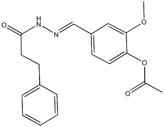 2-methoxy-4-[2-(3-phenylpropanoyl)carbohydrazonoyl]phenyl acetate Struktur