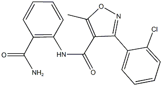 N-[2-(aminocarbonyl)phenyl]-3-(2-chlorophenyl)-5-methyl-4-isoxazolecarboxamide Struktur