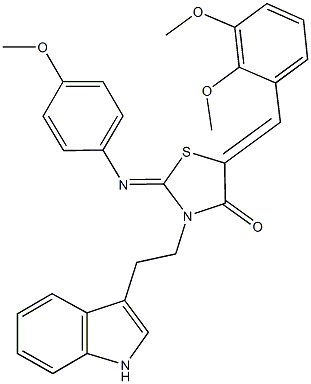 5-(2,3-dimethoxybenzylidene)-3-[2-(1H-indol-3-yl)ethyl]-2-[(4-methoxyphenyl)imino]-1,3-thiazolidin-4-one Struktur