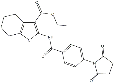 ethyl 2-{[4-(2,5-dioxo-1-pyrrolidinyl)benzoyl]amino}-4,5,6,7-tetrahydro-1-benzothiophene-3-carboxylate Struktur