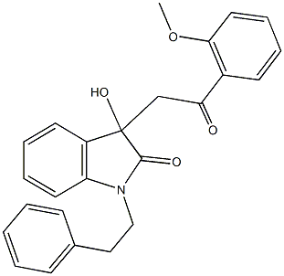 3-hydroxy-3-[2-(2-methoxyphenyl)-2-oxoethyl]-1-(2-phenylethyl)-1,3-dihydro-2H-indol-2-one Struktur