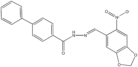 N'-({6-nitro-1,3-benzodioxol-5-yl}methylene)[1,1'-biphenyl]-4-carbohydrazide Struktur