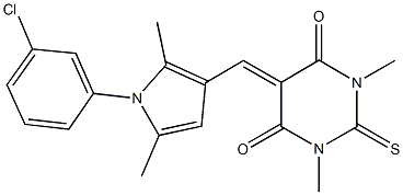 5-{[1-(3-chlorophenyl)-2,5-dimethyl-1H-pyrrol-3-yl]methylene}-1,3-dimethyl-2-thioxodihydro-4,6(1H,5H)-pyrimidinedione Struktur