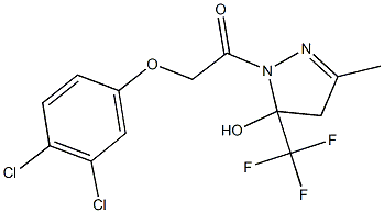 1-[(3,4-dichlorophenoxy)acetyl]-3-methyl-5-(trifluoromethyl)-4,5-dihydro-1H-pyrazol-5-ol Struktur