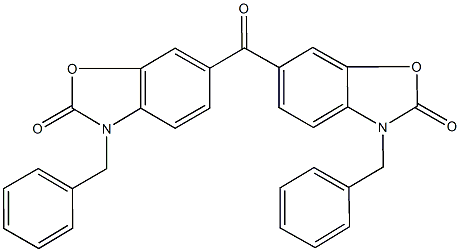 3-benzyl-6-[(3-benzyl-2-oxo-2,3-dihydro-1,3-benzoxazol-6-yl)carbonyl]-1,3-benzoxazol-2(3H)-one Struktur