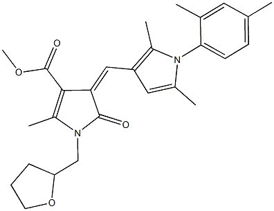 methyl 4-{[1-(2,4-dimethylphenyl)-2,5-dimethyl-1H-pyrrol-3-yl]methylene}-2-methyl-5-oxo-1-(tetrahydro-2-furanylmethyl)-4,5-dihydro-1H-pyrrole-3-carboxylate Struktur