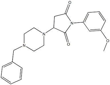 3-(4-benzyl-1-piperazinyl)-1-(3-methoxyphenyl)-2,5-pyrrolidinedione Struktur