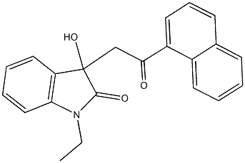 1-ethyl-3-hydroxy-3-[2-(1-naphthyl)-2-oxoethyl]-1,3-dihydro-2H-indol-2-one Struktur