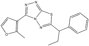 3-(2-methyl-3-furyl)-6-(1-phenylpropyl)[1,2,4]triazolo[3,4-b][1,3,4]thiadiazole Struktur