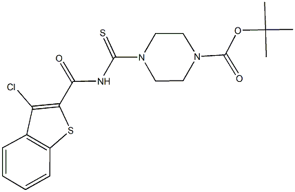 tert-butyl 4-({[(3-chloro-1-benzothien-2-yl)carbonyl]amino}carbothioyl)-1-piperazinecarboxylate Struktur