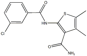 2-[(3-chlorobenzoyl)amino]-4,5-dimethyl-3-thiophenecarboxamide Struktur