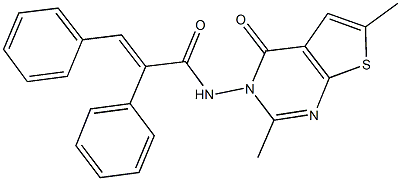 N-(2,6-dimethyl-4-oxothieno[2,3-d]pyrimidin-3(4H)-yl)-2,3-diphenylacrylamide Struktur