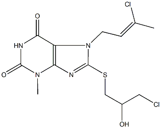 7-(3-chloro-2-butenyl)-8-[(3-chloro-2-hydroxypropyl)sulfanyl]-3-methyl-3,7-dihydro-1H-purine-2,6-dione Struktur