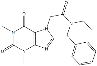 N-benzyl-2-(1,3-dimethyl-2,6-dioxo-1,2,3,6-tetrahydro-7H-purin-7-yl)-N-ethylacetamide Struktur