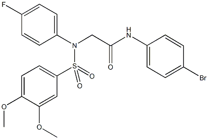 N-(4-bromophenyl)-2-{[(3,4-dimethoxyphenyl)sulfonyl]-4-fluoroanilino}acetamide Struktur