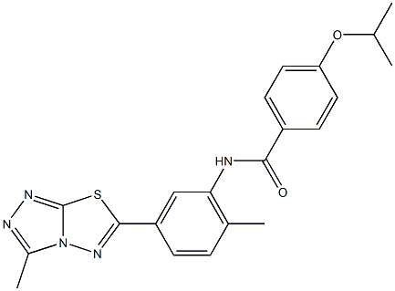 4-isopropoxy-N-[2-methyl-5-(3-methyl[1,2,4]triazolo[3,4-b][1,3,4]thiadiazol-6-yl)phenyl]benzamide Struktur