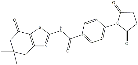 N-(5,5-dimethyl-7-oxo-4,5,6,7-tetrahydro-1,3-benzothiazol-2-yl)-4-(2,5-dioxo-1-pyrrolidinyl)benzamide Struktur