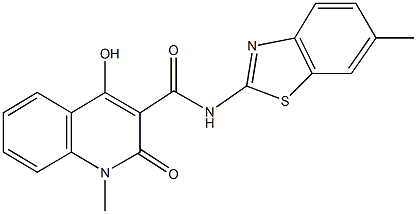 4-hydroxy-1-methyl-N-(6-methyl-1,3-benzothiazol-2-yl)-2-oxo-1,2-dihydro-3-quinolinecarboxamide Struktur